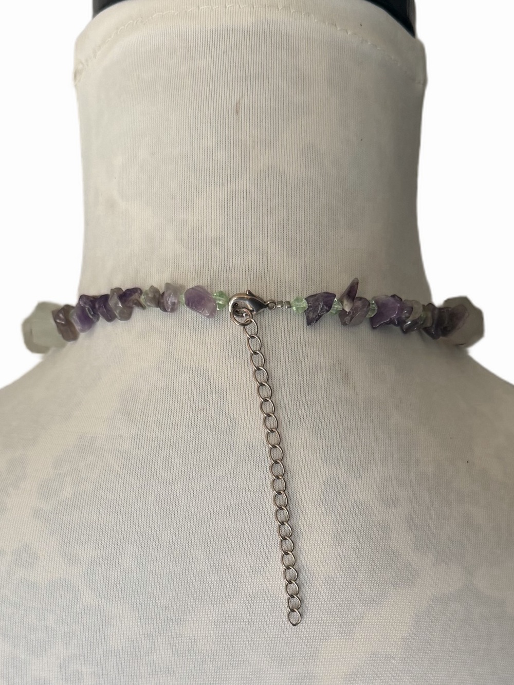 Artisan Fluorite Chip & Nugget Beaded Necklace | Handmade Genuine Gemstones - Picture 5 of 6